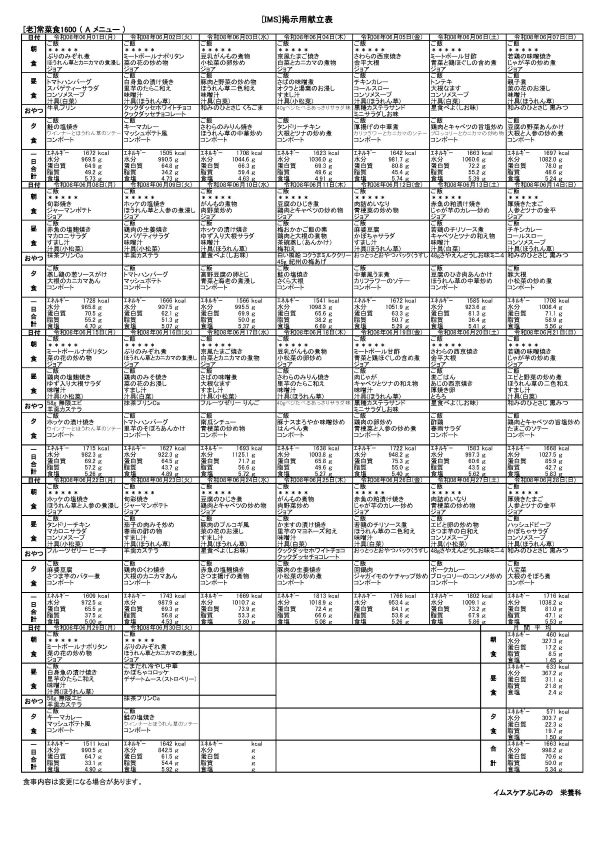 献立表