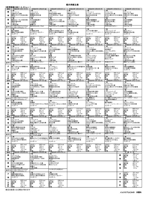 献立表