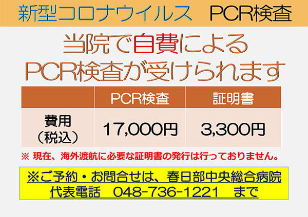 自費 新型コロナウイルス PCR検査について